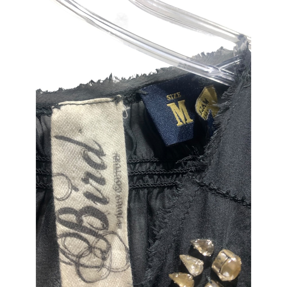 Bird by Juicy Couture Black Silk Embellished V-Neck Sleeveless Blouse Size M - Picture 4 of 6